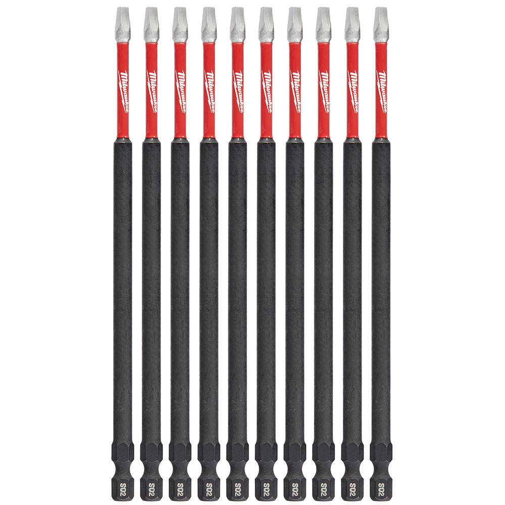 SHOCKWAVE 6 in. Impact Square Recess #2 Power Bits  - 10 Pack