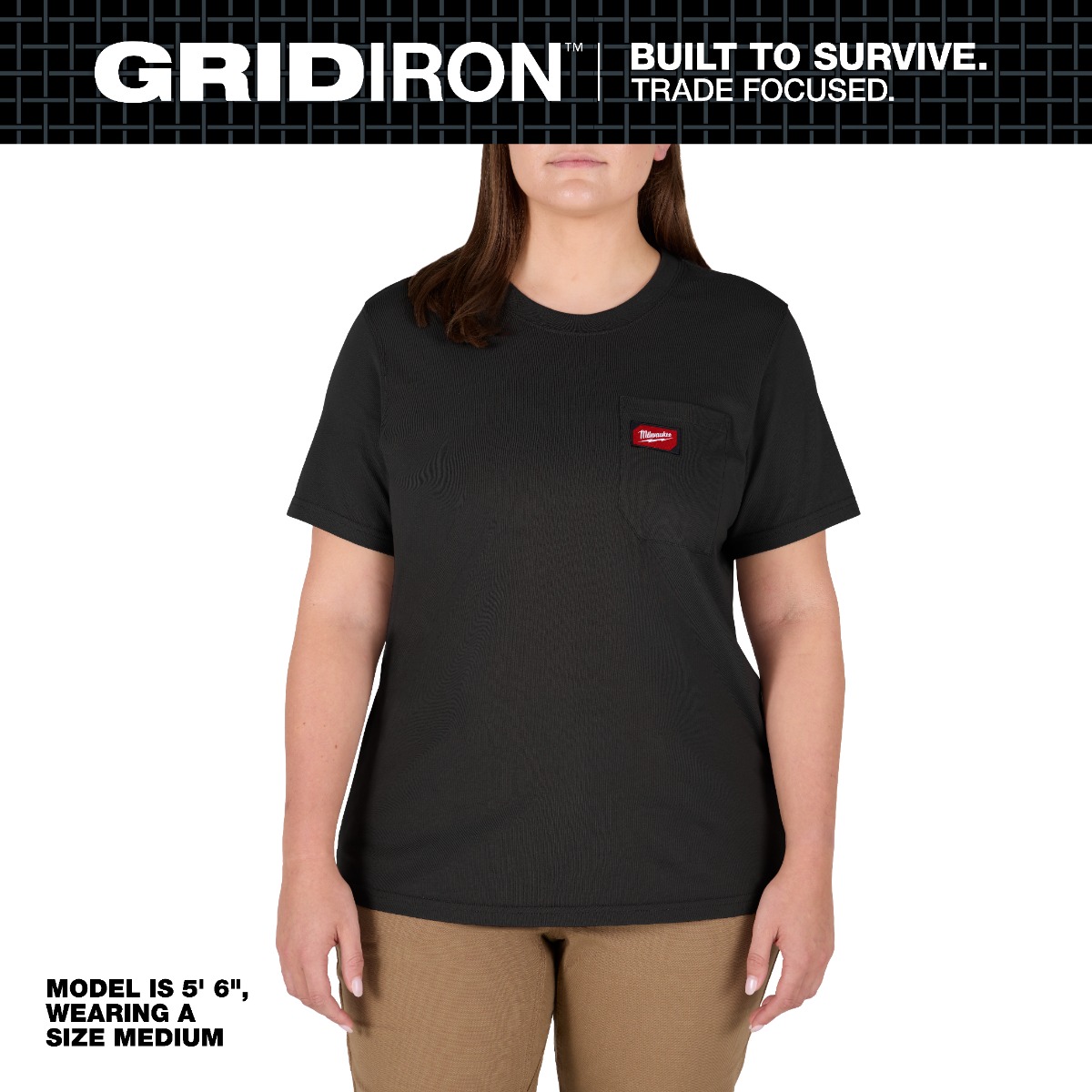 Women's GRIDIRON™Pocket T-Shirt - Short Sleeve Black - Medium