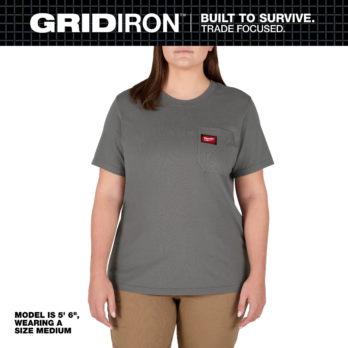 Women's GRIDIRON™Pocket T-Shirt - Short Sleeve Gray - Medium
