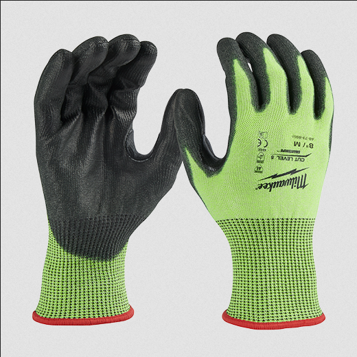 High Visibility Cut Level 5 Polyurethane Dipped Gloves - Size Medium - 1 Pack