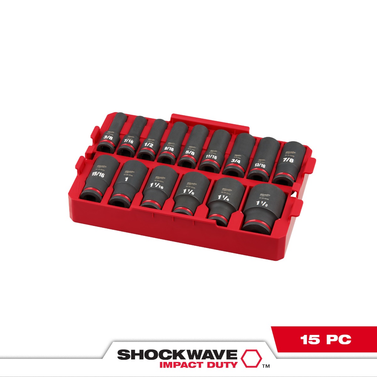 SHOCKWAVE Impact Duty™ Socket 1/2” Dr 15PC SAE TRAY Set