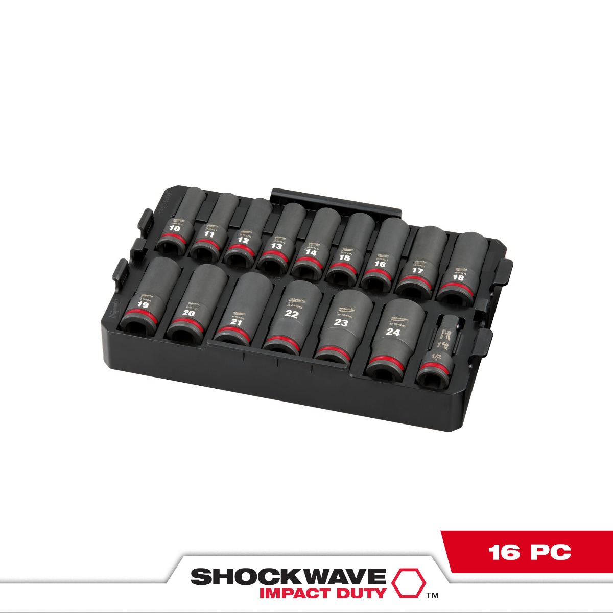 SHOCKWAVE Impact Duty™ Socket 1/2” Dr 16PC MM TRAY Set