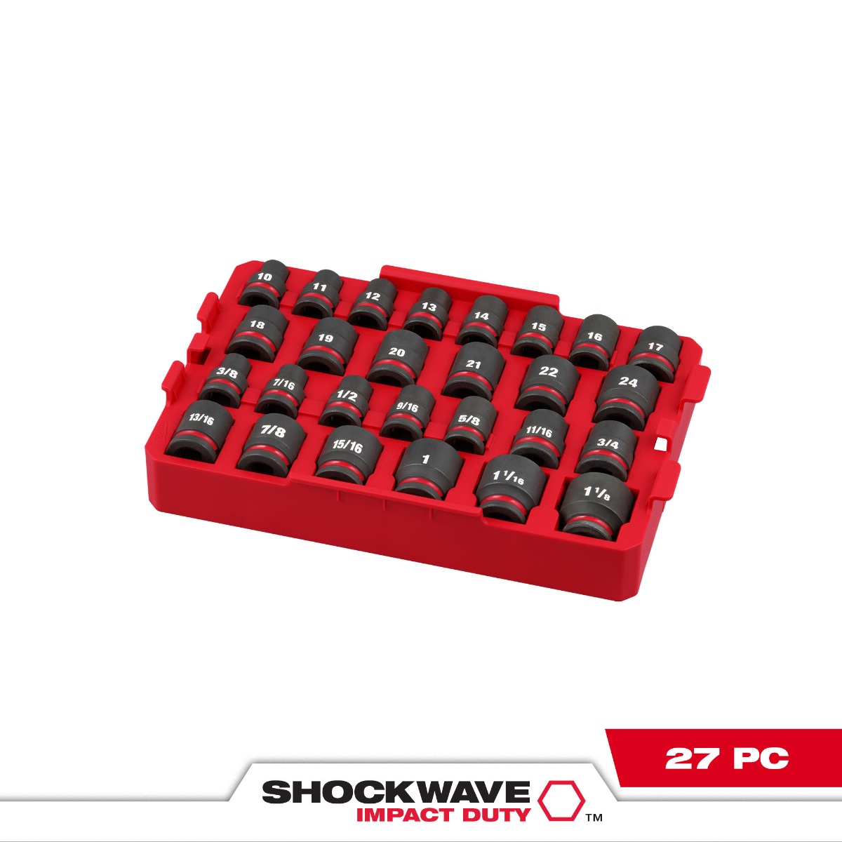 SHOCKWAVE Impact Duty™ Socket 1/2” Dr 27PC SAE TRAY Set