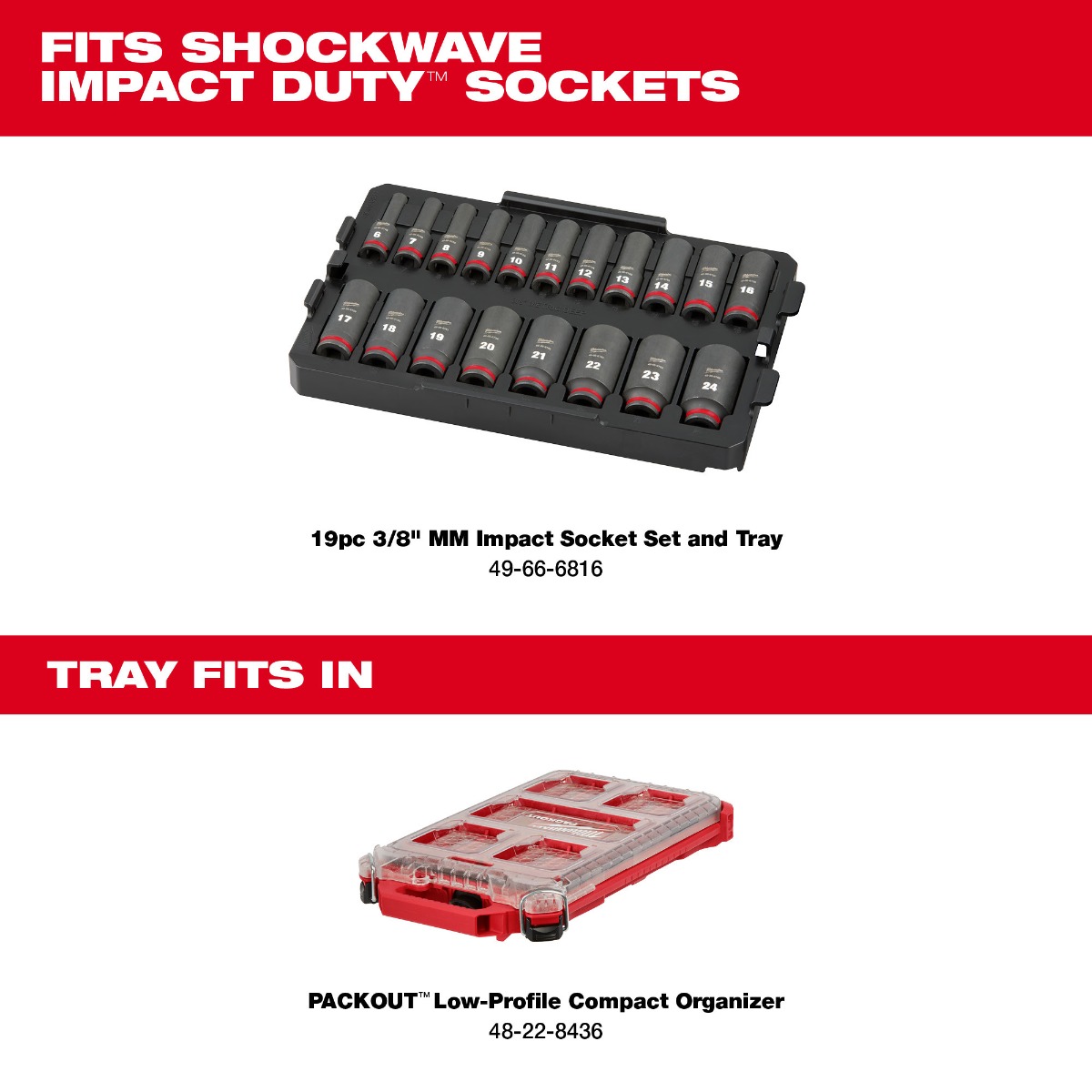 SHOCKWAVE Impact Duty™ Socket 3/8” Dr 19PC MM TRAY Set