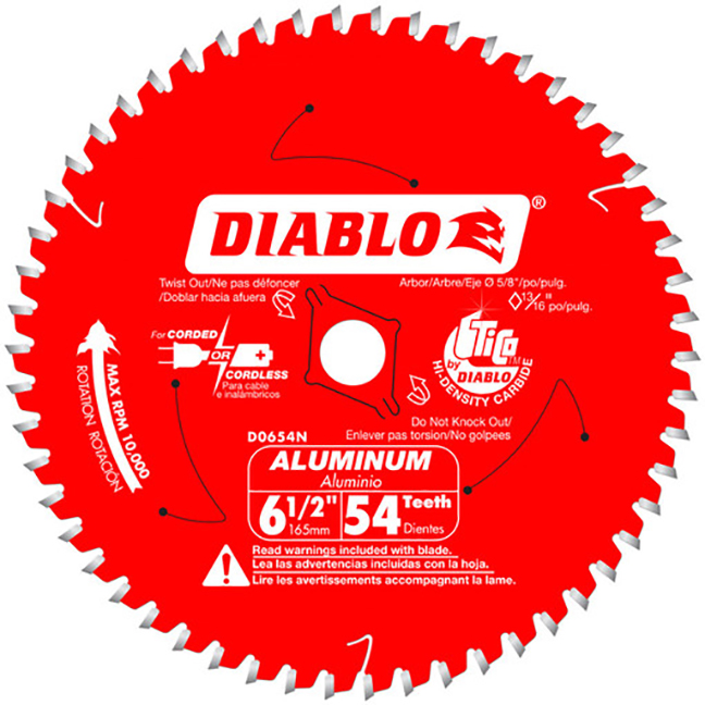 Diablo D0654NA 6-1/2″ X 54T Medium Aluminum Cutting Saw Blade