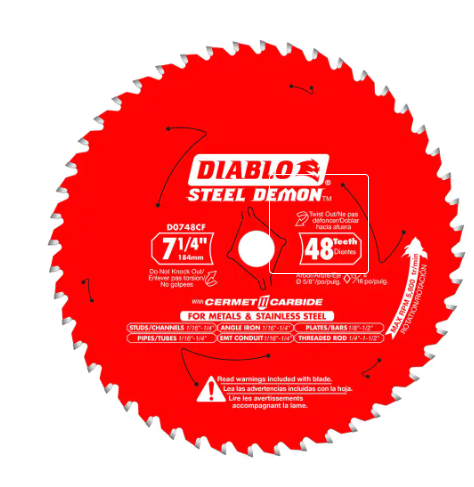 Freud 7-1/4" x 48T Metal Cutting Blade