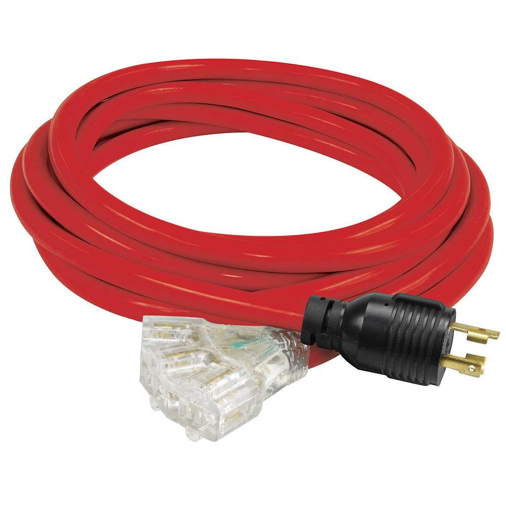 25' GENERATOR EXTENSION CORD WITH TRI-TAP