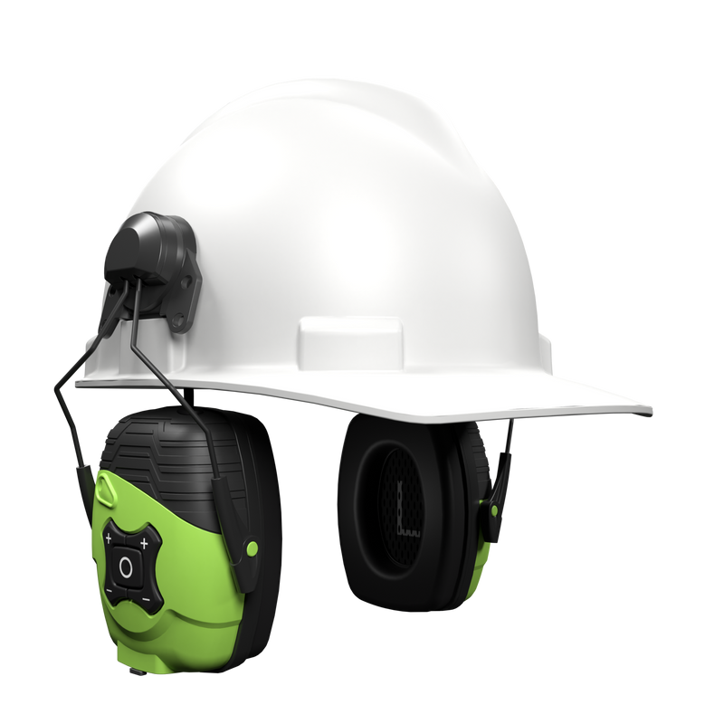 LINK Aware Helmet Mount Earmuff - Safety Green, Ambient Listening Technology