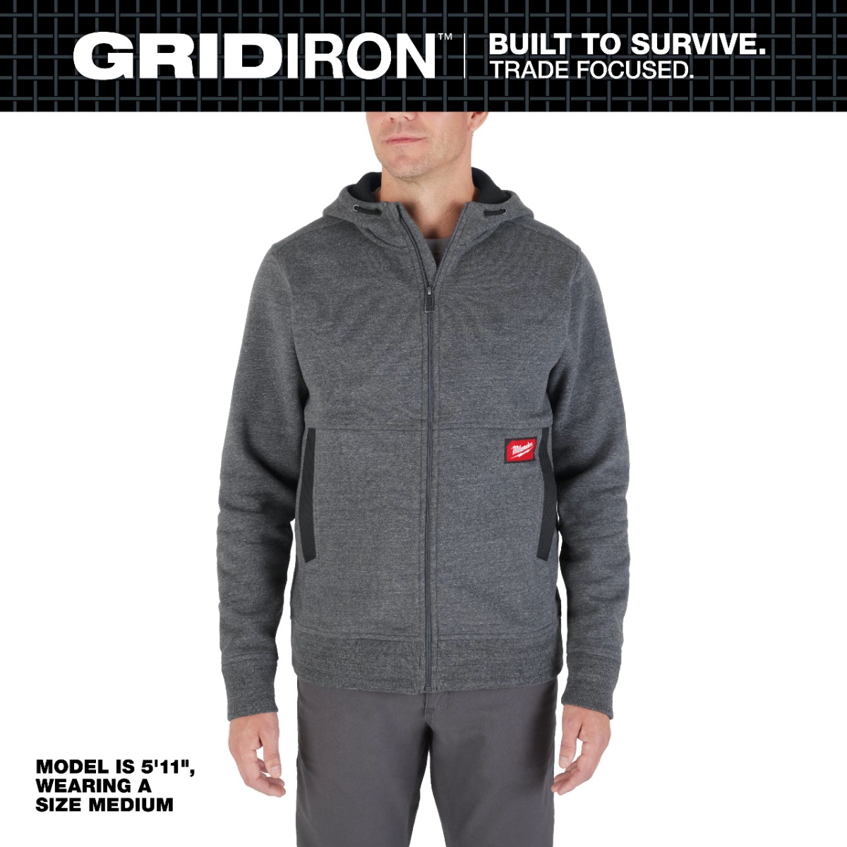 GRIDIRON™ Full-Zip Hoodie - GRAY - 3X- LARGE