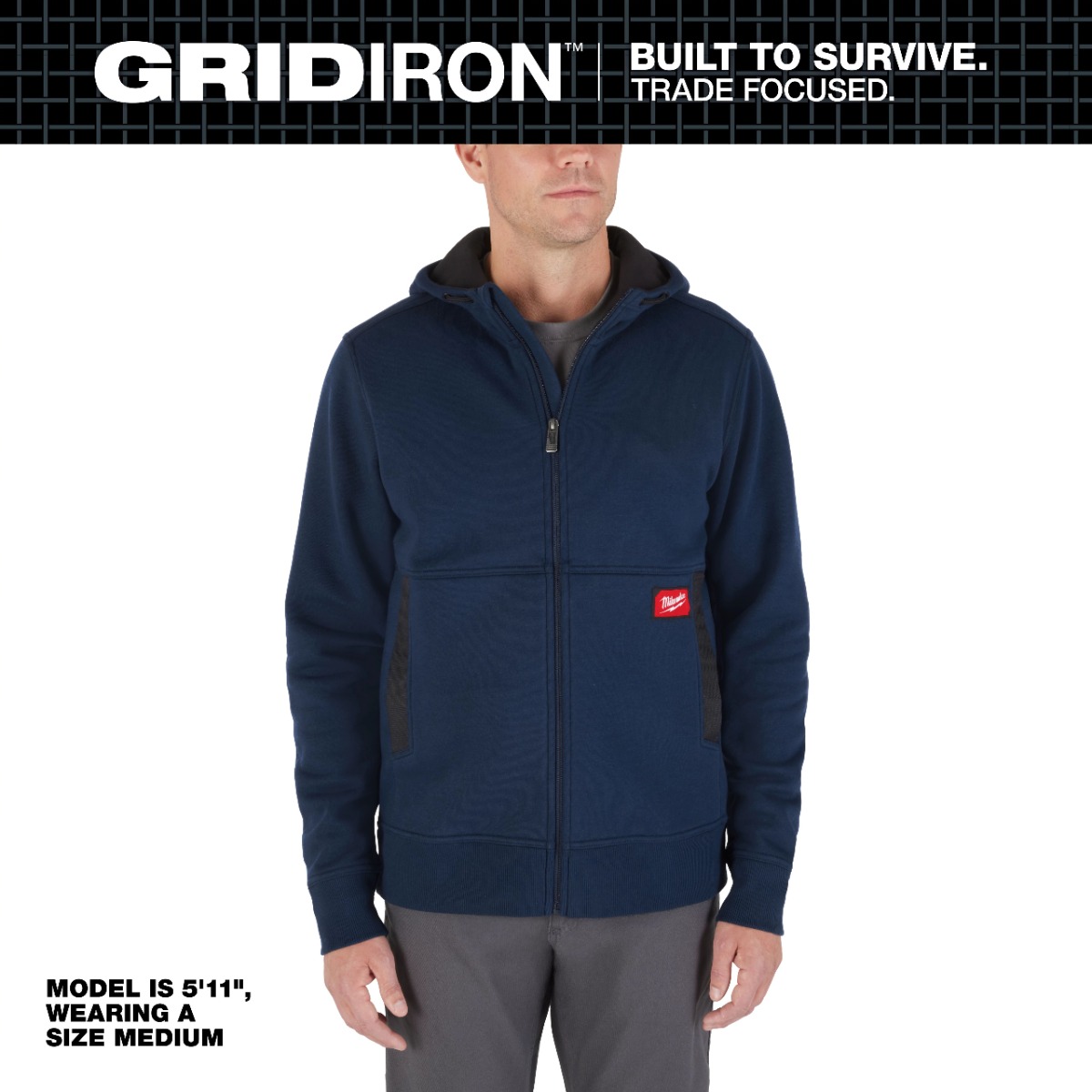 GRIDIRON™ Full-Zip Hoodie - BLUE - 3X-LARGE