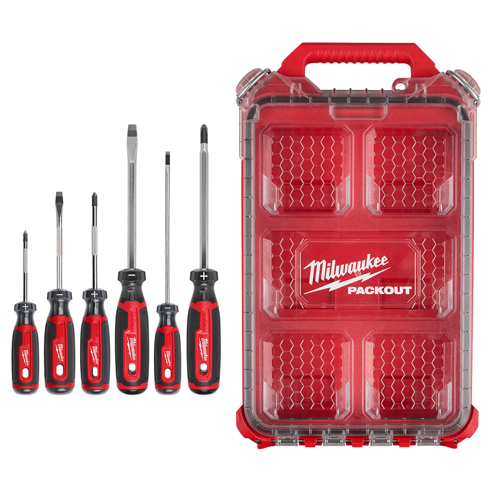 6 PC. Cushion Grip Screwdrivers Set (USA) w/PACKOUT™ Low-Profile Compact Organizer