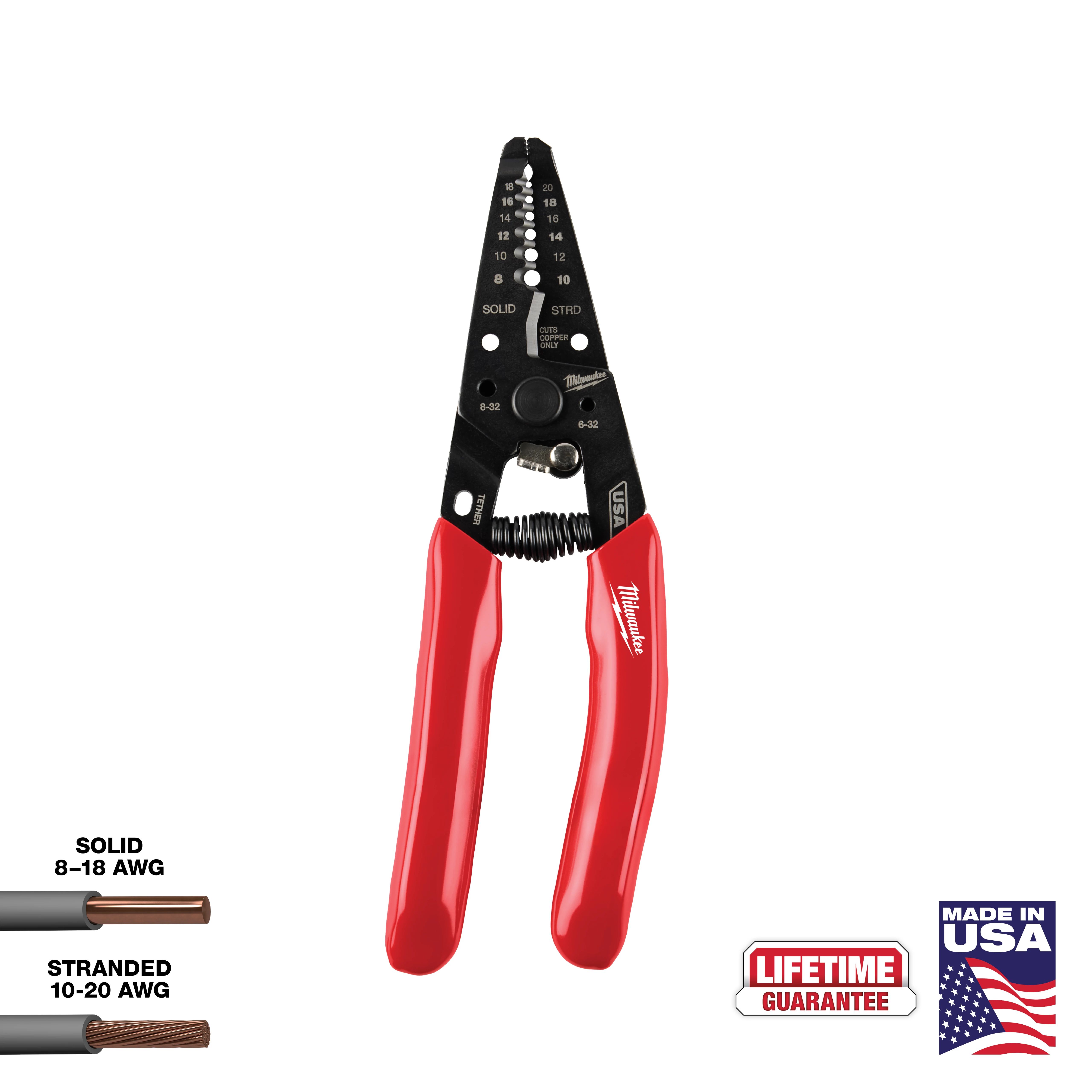 8-20 AWG Dipped Grip Wire Stripper & Cutter (USA)