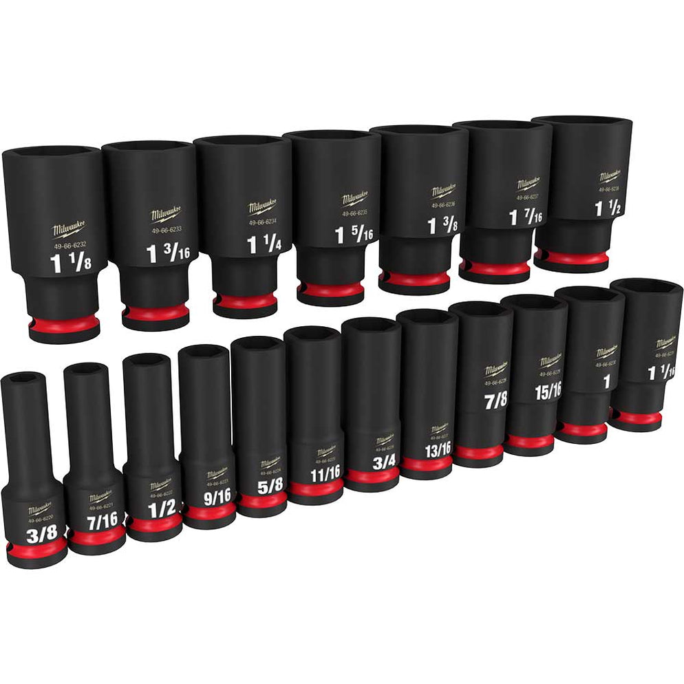19PC SHOCKWAVE Impact Duty™ 1/2" Drive SAE Deep 6 Point Socket Set