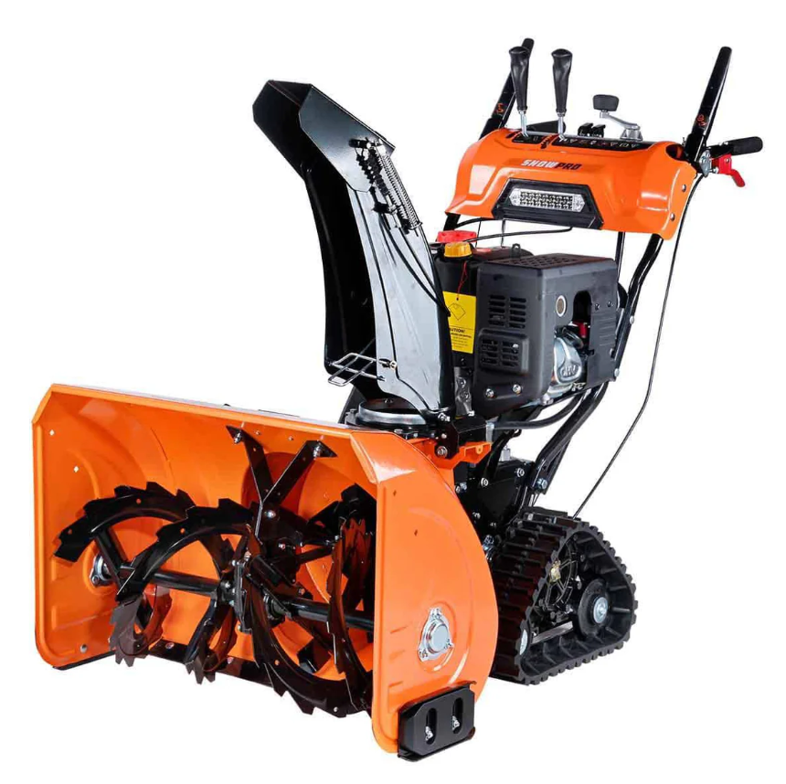 34" Self-Propelled Gas-Powered Snow Blower, Dual-Stage, Rubber Track, Heated Hand Grips, Electric Start, 21" Intake Height, LED Light