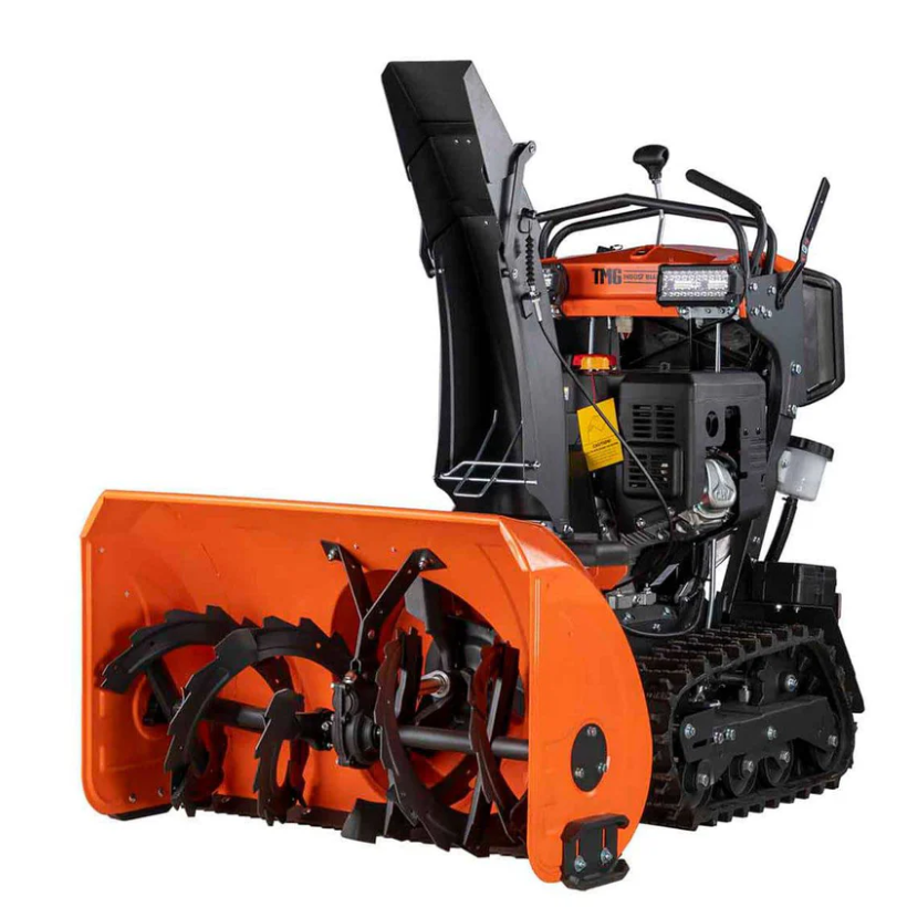 34" Stand-On Gas-Powered Snow Blower, Dual Stage, Rubber Track, LED Light, 50’ Throwing Distance
