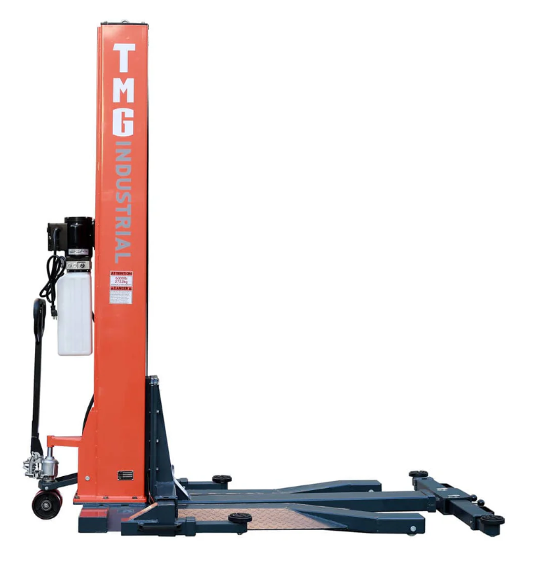 6000 LB Portable Single Post Auto Lift, 72'' Lifting Height, Low Profile Jack, CETL certified Pump