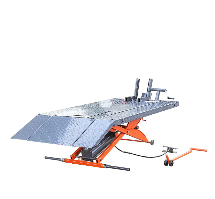 1000 lb Portable Motorcycle/ATV Scissor Lift, 44" Work Platform, 10" Side Panel Extensions, 79" Platform Length, Front Vise Kit