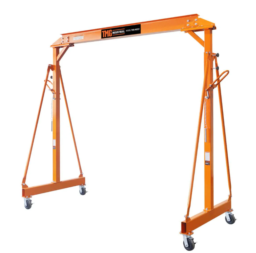 1 Ton Steel Gantry Crane with Adjustable Height, Auto-Lock & Swivel Caster Wheels