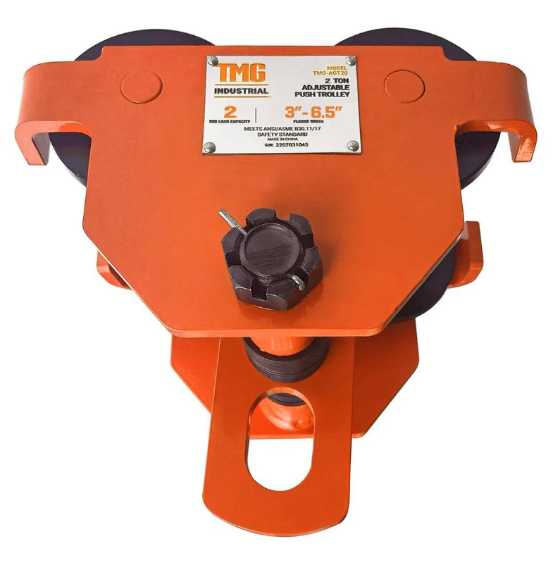 2 Ton Adjustable Push Trolley, Fits 3" to 6-1/2" Width I-Beam, ANSI/ASME B30.11/B30.17 Standards