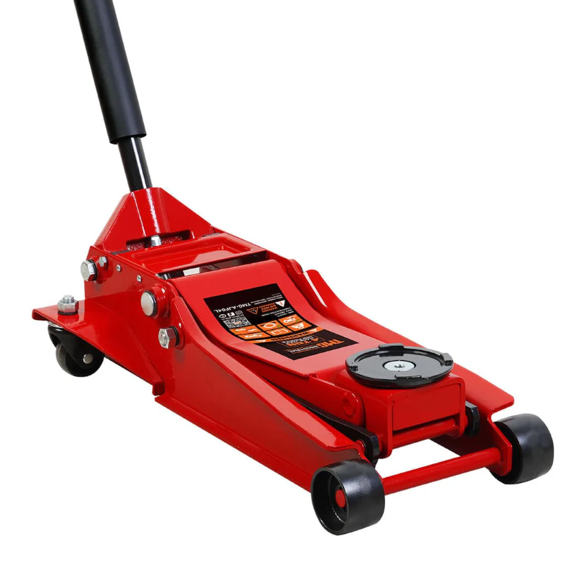 4 Ton Low Profile Floor Jack, 20" Max. Height, 4" Ground Clearance, 360° Caster Pivot