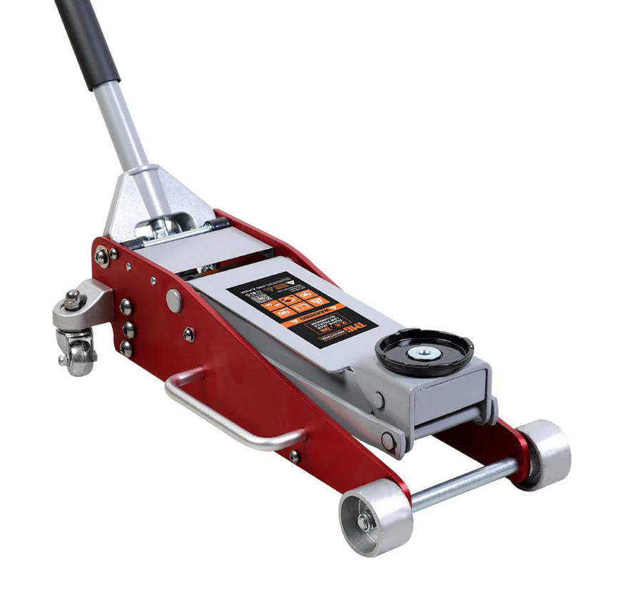 2.5 Ton Low Profile Aluminum Floor Jack, 17" Max. Height, 4" Clearance, 360° Caster Pivot