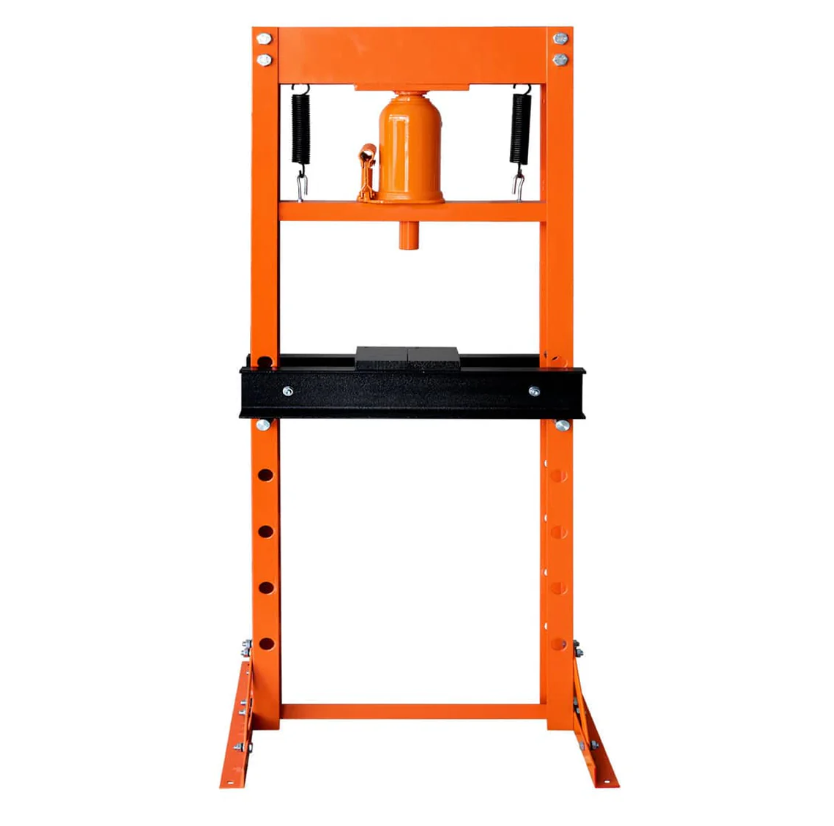 20 Ton Capacity Hydraulic Shop Press, H-Frame, Hand Crank Bottle Jack Pressing, 6 Bed Height Positions