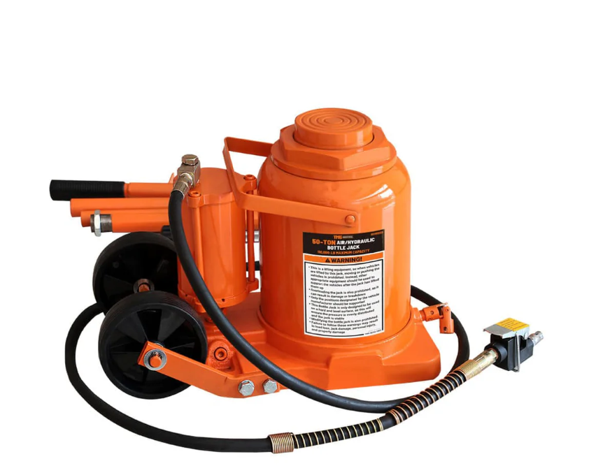 50 Ton Air Hydraulic Bottle Jack, 12" Minimum Height, 18" Maximum Height