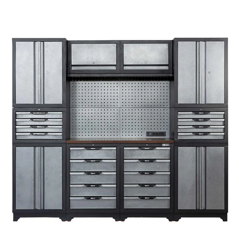 8’ Extreme-Duty Steel Garage Tool Chest w/Pegboard, 18 Drawers and Multi Cabinets