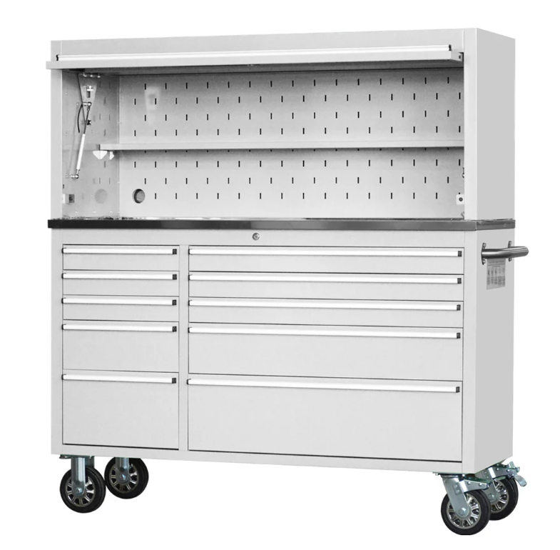 Pro Series 72” Stainless Steel Tool Chest – 15 Drawers, Casters & Side Cabinet
