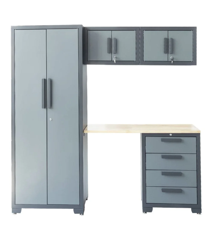 Pro Series 5-Piece Garage Cabinet Combo, 1 Locker + 2 Overhead Cabinets + 4-Drawer Cabinet, 3 Shelves Per Locker