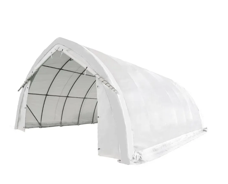 20' x 30' Arch Wall Peak Ceiling Storage Shelter with Heavy Duty 17 oz PVC Cover & Drive Through Doors