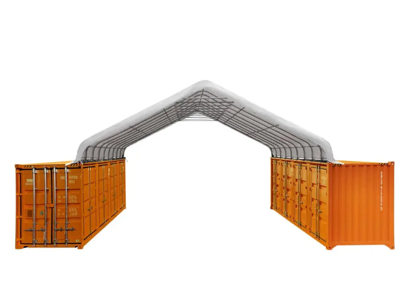 30' x 40' PVC Fabric Container Peak Roof Shelter Pro Series, Fire Retardant, Water Resistant, UV Protected