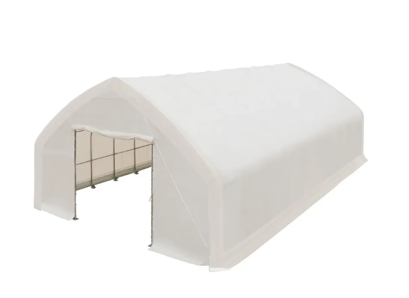 30' x 50' Straight Wall Peak Ceiling Storage Shelter with Heavy Duty 17 oz PVC Cover & Drive Through Doors