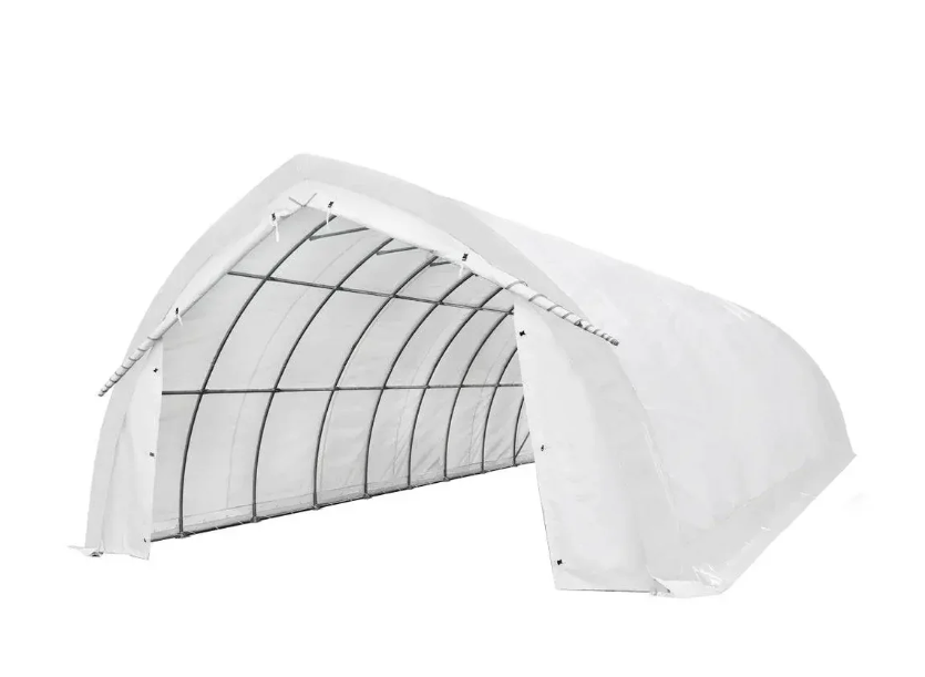 20' x 40' Arch Wall Peak Ceiling Storage Shelter with Heavy Duty 17 oz PVC Cover & Drive Through Doors