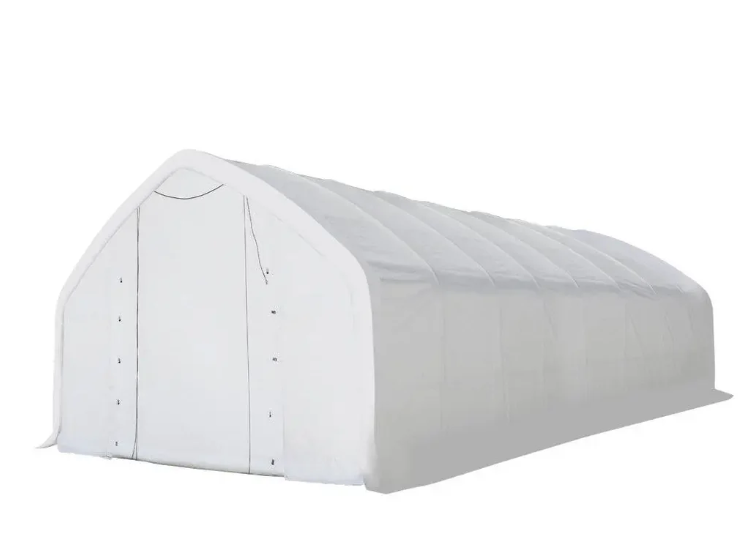 20' x 40' Straight Wall Peak Ceiling Storage Shelter with Heavy Duty 17 oz PVC Cover & Drive Through Door