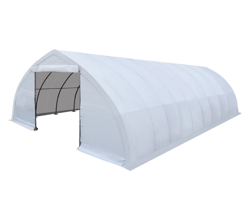 30' x 40' Peak Ceiling Storage Shelter with Heavy Duty 11 oz PE Cover & Drive Through Doors - TMG-ST3042E
