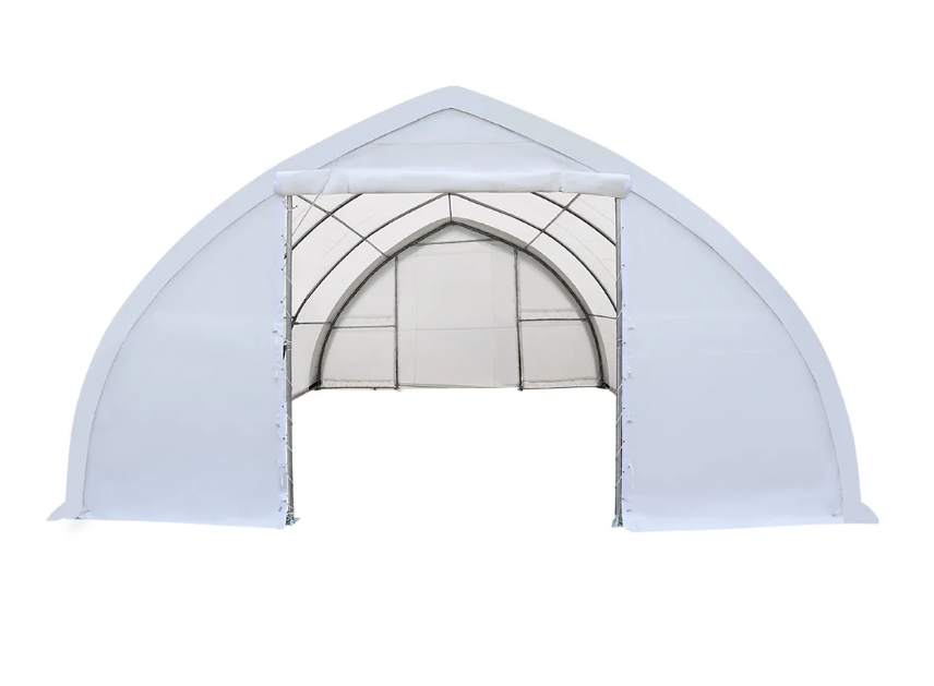 30' x 80' Peak Ceiling Storage Shelter with Heavy Duty 11 oz PE Cover & Drive Through Doors