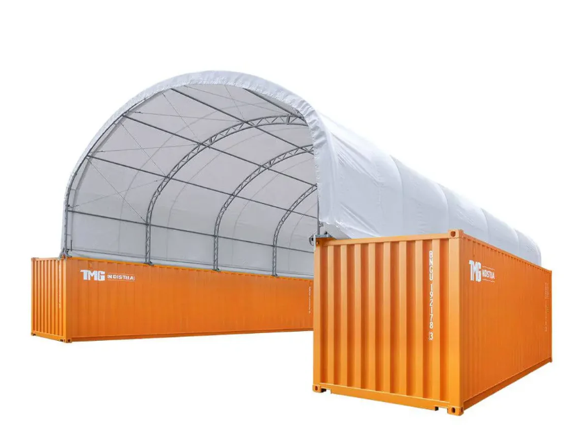30' x 40' Dual Truss Container Shelter with Heavy Duty 17 oz PVC Cover