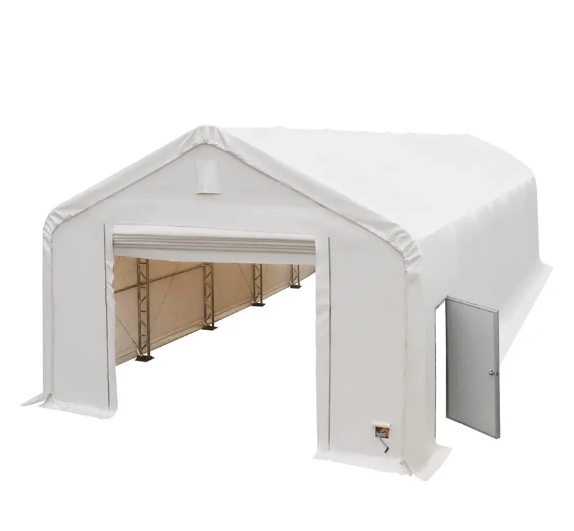 Pro Series 20' x 63' Dual Truss Storage Shelter with Heavy Duty 17 oz PVC Cover & Drive Through Doors