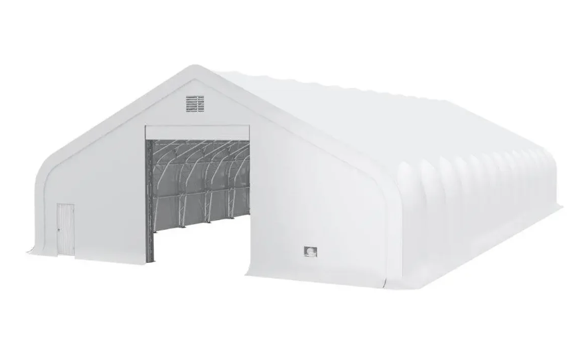 Pro Series 50' x 100' Dual Truss Storage Shelter with Heavy Duty 32 oz PVC Cover & Drive Through Doors