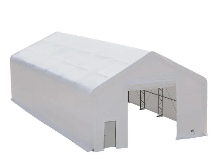30' x 60' Dual Truss Storage Shelter with Heavy Duty 17 oz PVC Cover & Drive Through Doors