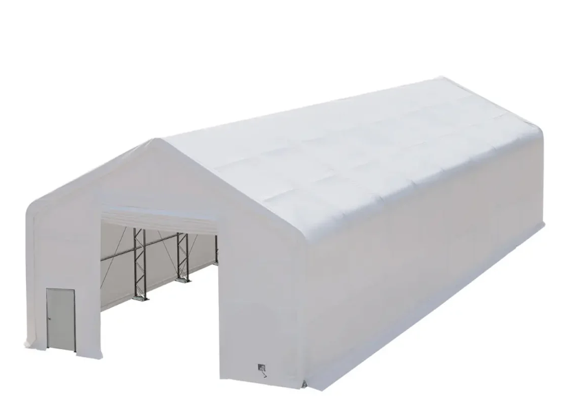 30' x 80' Dual Truss Storage Shelter with Heavy Duty 17 oz PVC Cover & Drive Through Doors