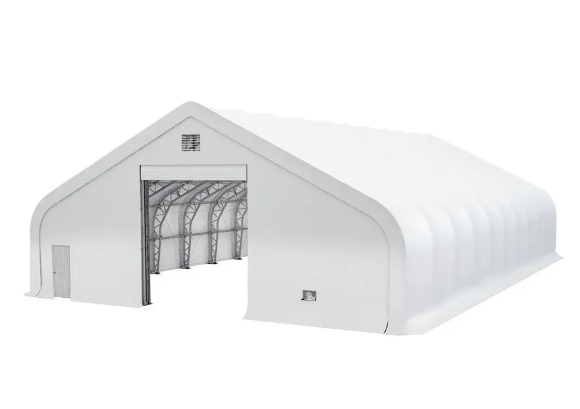 Pro Series 50' x 150' Dual Truss Storage Shelter with Heavy Duty 32 oz PVC Cover & Drive Through Doors