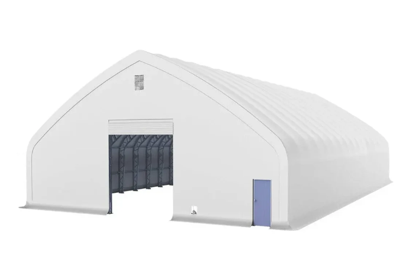 Pro Series 70' x 100' Dual Truss Storage Shelter with Heavy Duty 32 oz PVC Cover & Drive Through Doors