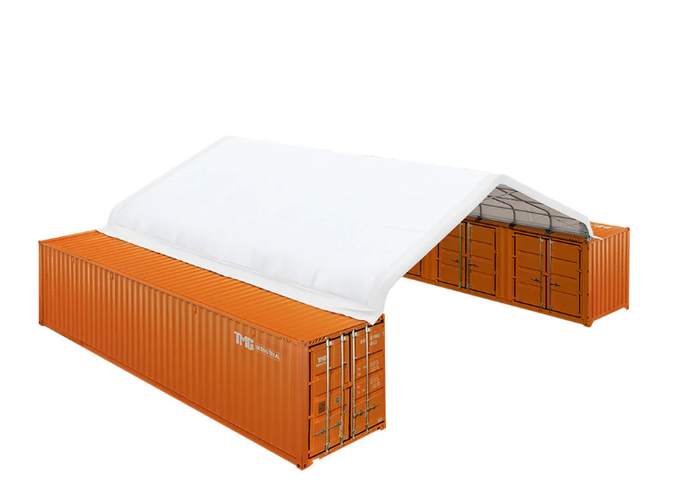 30' x 40' Peaked Roof Container Shelter with Heavy Duty 11 oz PE Tarpaulin, TMG-ST3042C