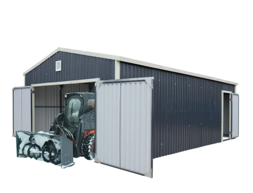 16' x 24' Metal Garage Shed, Double Front & Side Doors, 10’ Peak, 384 Sq-Ft 