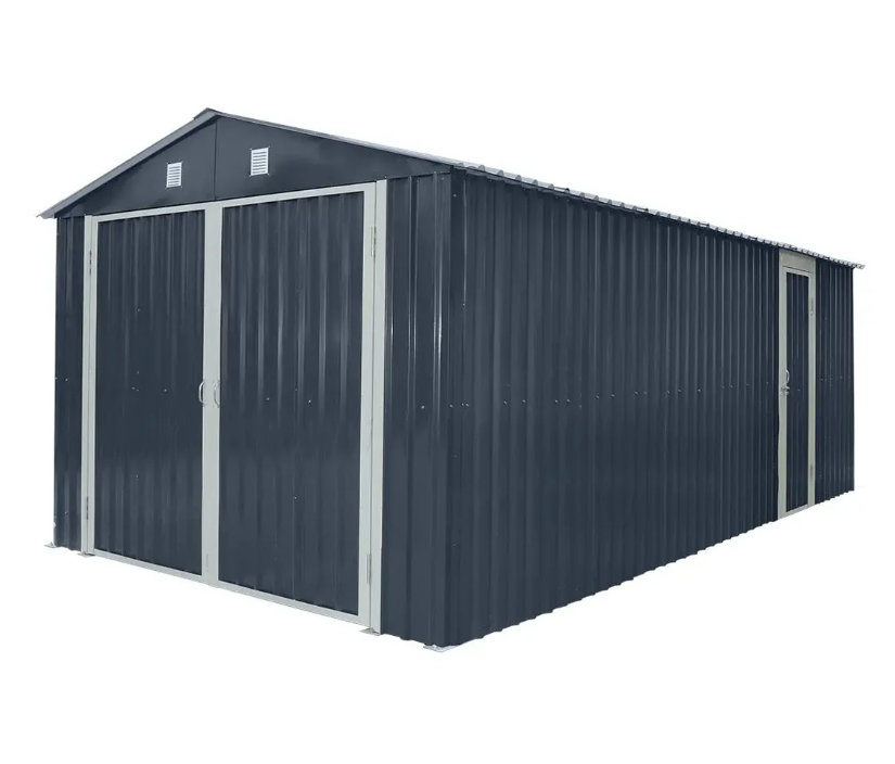 Pro Series 10' x 20' Metal Garage Shed with Double Front Doors and Side Entry Door, 8' Peak Height