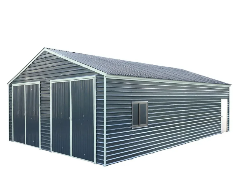 26’ x 40’ Metal Garage Shed, 9’ High Double Front Doors, 14’ Peak, 1040 Sq-Ft