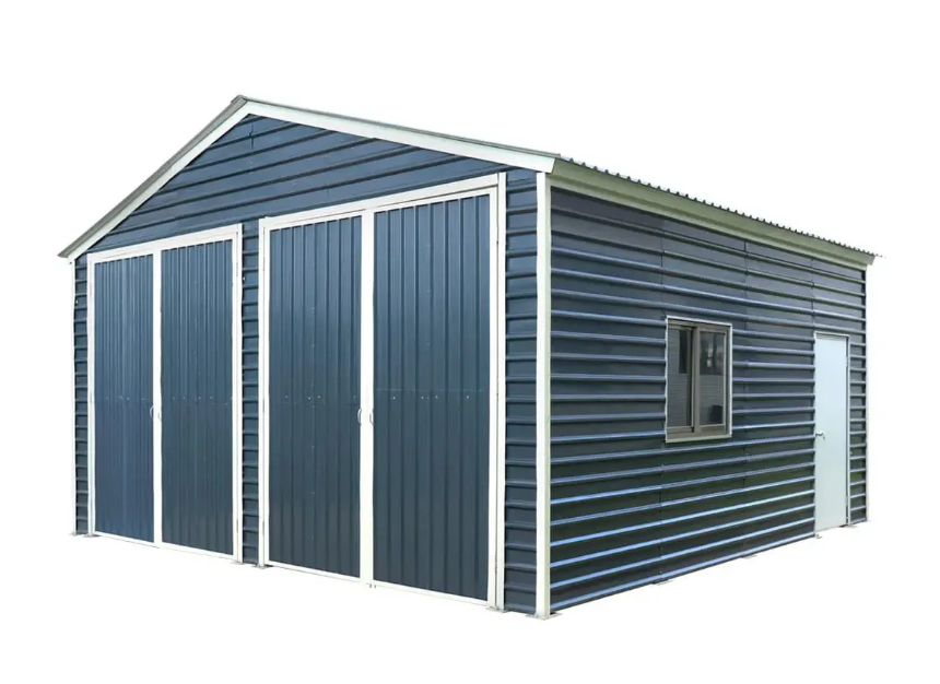 20’ x 20’ Metal Garage Shed, 9' High Double Front Doors, 13' Peak, 400 Sq-Ft 