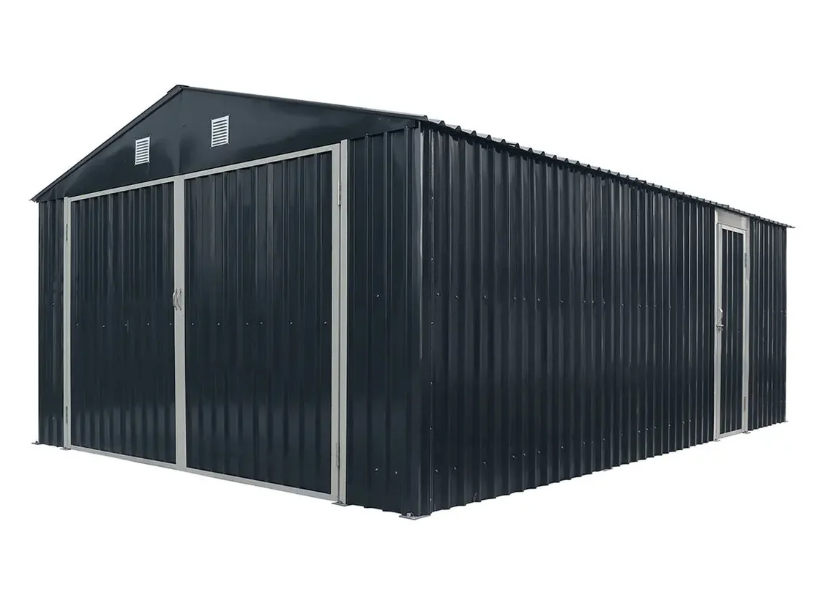 Pro Series 13' x 20' Metal Garage Shed with Double Front Doors and Side Entry Door, 8'6" Peak Height 